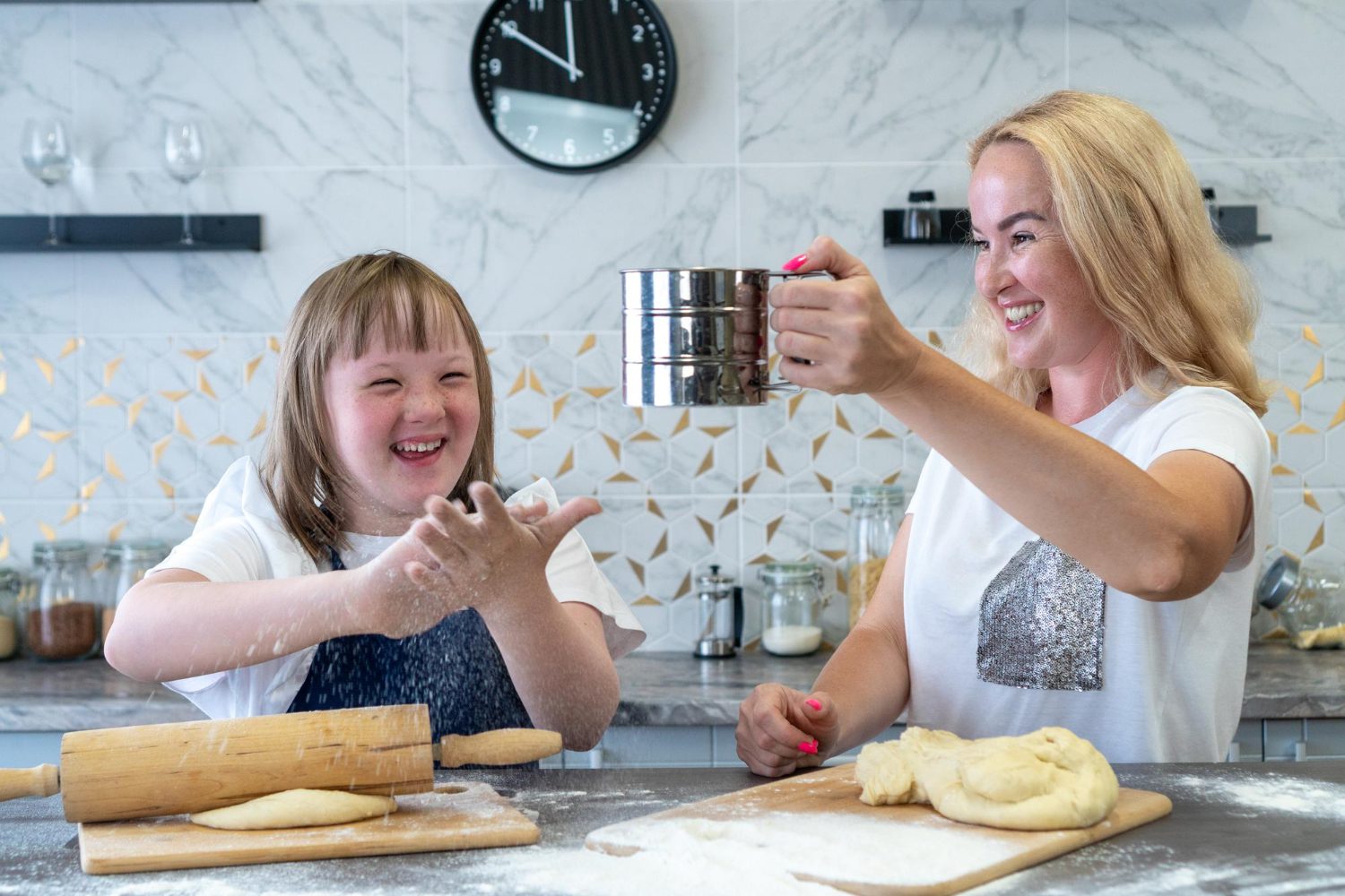Daughter with Down syndrome helps her mother bake